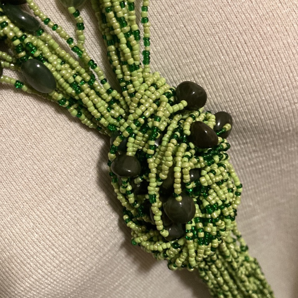 Multi colored green beaded versatile necklace/belt - image 2